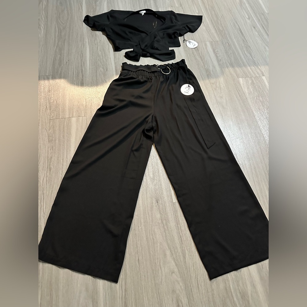 Chic Black Wide Leg Jumpsuit Set